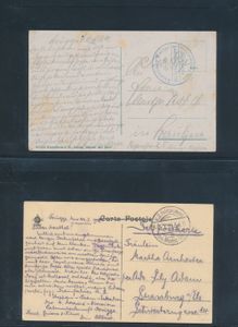 Feldpost Kaiserliche Marine, 6 cartes et 1 lettre 1914/1917 de Bruges vers l'Allemagne, tb/b.