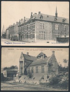 Tieghem, w.o. de kijktoren, kasteel en gemeentehuis (4 stuks)