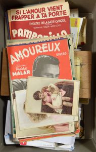 VARIA: Diverse items, w.o. foto's, sigarenbanden, chromo's, partituren, enz.