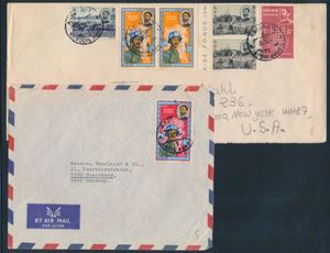 Äthiopien 1964/1966, 2 Luftpost-Briefe von ADDIS ABEBA nach Deutschland und USA, frankiert mit UNO-Marken (Kongo-Operation), einwandfrei/schön