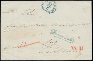 1845 Vorläufer mit Inhalt von Rotterdam nach Zug (Schweiz), 