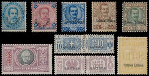 Eritrea, 1893/1936, mooie, uitgebreide verzameling met veel betere zegels, w.o. Yv. n° 1/11, 19/29, 31/36, 71/76, 80/86, 93/98, 124/32, LP 7/16, strafport 12/14, colis-postaux 1/8, 23/32, tevens enkele zichtkaarten en pakketkaartjes, zoals gebruikelijk diverse zegels met getinte gom, zm/m (Enorme cataloguswaarde)