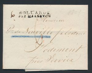 1808 Vorläufer aus Amsterdam (Niederländisch), vom 5. April 1808, geschickt nach Hodimont, sehr schöner zweizeiliger schwarzer Stempel 