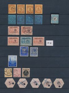 Mooie samenstelling met o.a. strafport (n° 1/2 beide 4x), telegram, zm