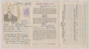 1921 Identification card of Alien Seaman (Belgisch bemanningslid van Engels schip - Lapland) afgegeven in de haven van New York, zm