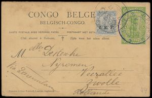 Belgian Congo postal stationery Stibbe N° 46, both flaps used separately, cancelled 