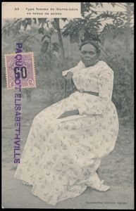 1912, Sierra Leone card written on board of paquebot ELISABETHVILLE (1), sent to Paris / France, Sierra Leone stamp cancelled by PAQUEBOT ELISABETHVILLE straight-line mark in violet, wonderful and scarce on this stamp, vf