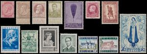 1883/1996 Verzameling met volledige en onvolledige reeksen, w.o. n° 38, 44, 61, 77, 112, 211/190, Infanterie, Piccard, Grote Orval (ntz), Atletiek, Elisabeth, Boudewijn bril, Ieper en Spontin fosfor, zm/m/ntz