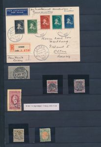 Mooie samenstelling eerste dag of vroegst bekende stempels, w.o. n° 102/103, zm/m