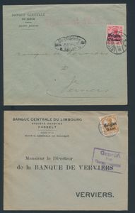 Composition +/-350 lettres dans une boîte à chaussures, tb/b/àv