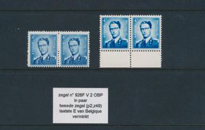 N° 926-V en 926F-V2, beide variëteiten in paar, zm (OBP €46)