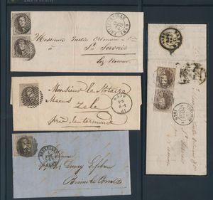 Nr. 10/10A Zusammenstellung von 5 Briefen, aus Ostende, Bruxelles, Lokeren, Gand, Philipville und Verviers A1, gute Qualität der Marken und Briefe, einwandfrei/schön/zu kontrollieren