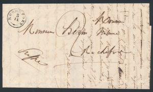 1849 Voorloper met inhoud, vanuit Rochefort, (Type 18 stempel, Herlant 4), briefaanhef is Tellin, dd. 3 september 1849, naar Rochefort, met port 2 decimen, zm