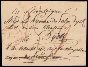 1833 Voorloper vanuit Enghien (Herlant 24 - Type 13), dd. 19 september 1833, naar Dijck (Duitsland), port: 