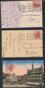 1920 Kleine verzameling van 9 ZK en 2 PWST met verschillende afstempelingen van de VII° Olympiade, verstuurd uit Gent, Brussel, Antwerpen, Luik, naar België, Zwitserland, zm 