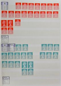 1967/1970 Voorraadboek Machins predecimal gespecialiseerd met zeer veel zegels, zm 
