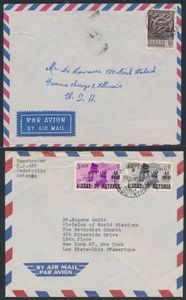 1960/1962, 2 airmail covers sent from Jadotville (B and I) / Katanga Free State to USA, at correct franking of 10 Fr, vf