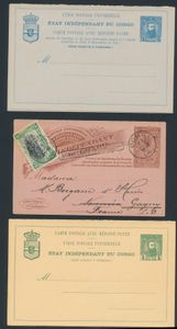 1891/1921, assembly of 30 postal stationery items such as Stibbe #12E, 13E, mint and used, sent to domestic mail, Belgium, France, BOMA CARTE INCOMPLETE mark, additional stamps, quality to be checked, vf/f/to be checked