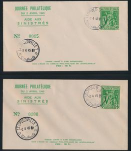 1945 Group of 7 covers franked by Spitfire issue (OBP n° 268/269), 6 FDC and 1 registered FDC from Leopoldville to Éghezée in Belgium, very scarce, vf/f/to be checked