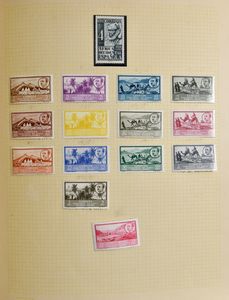 Belle collection en album Schaubek comprenant les Antilles espagnoles, Cuba, Cabo Juby, Elobey, de nombreux territoires africains, les Philippines, la Guinée, Porto Rico, rarement offerte, tb/b (Haute valeur catalogue)