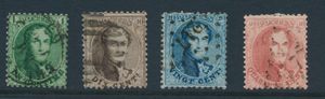 N° 13/16 met afstempeling Thuin (N°13), balkstempel (N°14) en puntstempel (N°15/16), zm/m/ntz
