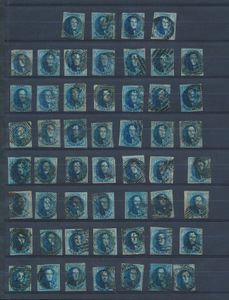 N° 7, 11 en 11A (53 zegels) Afwisselende kwaliteit, enkele stempels, zeker voor de plaatverzamelaar, zm/m/ntz