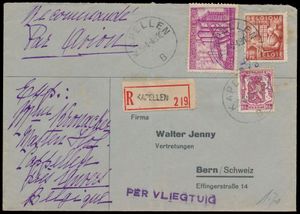 1929/1948, 7 luchtpoststukken verstuurd naar Zweden en Zwitserland, mooie frankeringen, 2 aangetekende brieven, zm 