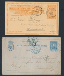 Stationery Stibbe n° 11 from Leopoldville 5 fevr 1897 to Schaerbeek and Stibbe n° 15 from Stanleyville 11 mars 1908 to Arendonck, to be checked