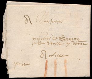 1610 Voorloper met inhoud van Gent 27 juli 1610 naar Lille + manuscript 