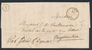 1849 Voorloper met inhoud, vanuit Spy (Type 18 stempel, Herlant 1), dd. 23 november 1849, postbus 