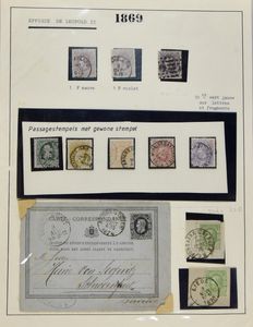 Restverzameling van o.a. emissie 1869 en 1884, betreffende kleurnuances, postgeschiedenis Walcourt, enkele aangetekende brieven, zm/m/ntz