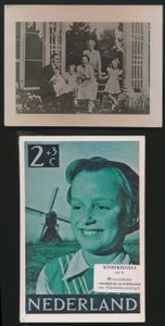 Heel aantal jaarsets, nostalgische ansichtkaarten van kinderzegels, foto's koninklijk huis, zm