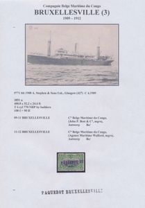 1912/1960, collection of 23 items (postcards and covers) and 32 stamps with Belgian Congo maritime cancellations, of several paquebot such as Bruxellesville (3), Leopoldville (4), Albertville (4), (5) and (6), Anversville (2), Elisabethville (2), Thysville (1), Frubel Monica, TNA KAMINA, boxed PAQUEBOTS of Matadi, and 2 pieces with French Cie such as ASIE and 