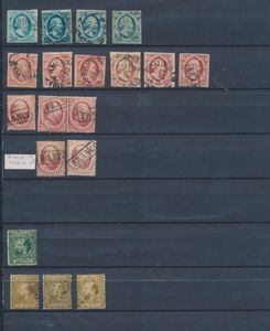 1852/1891 Samenstelling vanaf 1° emissie met o.a. n° 12 (3x) in goede kwaliteit, zm/m/ntz