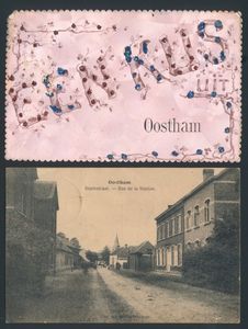 Oostham, très belle composition, y compris la statie, Steenweg naar Olmen, etc. (10 pièces)