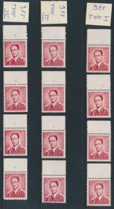 N° 925 Type 1, 2 en 3, alle 3 reeksen met 4 plaatnummers (1/4), zm