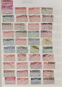 Vanaf 1906, samenstelling +1250 stempels, w.o. Nord Belge, C-stempels, privaatlijnen, Bruxelles - Tervuren, Chimay-lijn, Moustache, zm/m