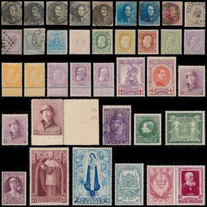 1849/1983 Interessante verzameling in Davo album, w.o. beter klassiek en semi-klassiek, stempels, n° 37 (hergomd), 52 **, fijne baard */gest. met kleurnuances, Grove baard *, Merode **, Helm 