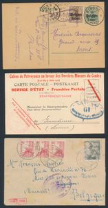 Kleine verzameling W.O. I van de stad Charleroi, 16 exemplaren waarvan de meeste de aankomststempel Charleroi zijn, ook een brief uit Spanje, bijna allemaal met censuur stempel, zm/m