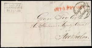 1825 Vorläufer mit Inhalt von Amsterdam nach Stockholm/Schweden, 