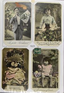 Kinderen, zeer mooie samenstelling, 1909/1910, in ordner (232 stuks)