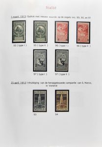 1912/1970 en 2001/2007 Mooie verzameling in 3 ringbanden, vergaand volledig, met documentatie, o.a. Congres Trieste 1922 (certificaat Diena), 190a, 213a/215a, 263/71 **, LP 25 * (met keur), LP 50 *, voetbal 1934 ** (cataloguswaarde: €650), 501 ** (met keur en certificaat), 503 **, 847A ** (certificaat Diena), vele reeksen **, zm/m/ntz (Enorme cataloguswaarde)