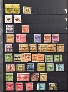 Diverse items in insteekboeken w.o. precancels, coil stamps, stempels klassiek, zm/m/ntz