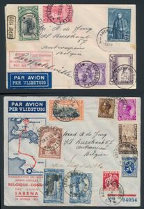 1934/1939, 13 poststukken, w.o. mooie frankeringen, Sabena, enz., zm