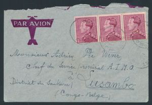 1939/1958 samenstelling van 28 brieven (merendeel per luchtpost) gefrankeerd met Poortman zegels en verstuurd naar Belgisch-Congo, zm/m/ntz