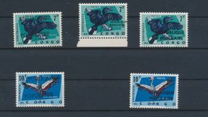 Fake local issue from Albertville - N° 9 (3x) and N° 14 (2x) with different overprint types, forger's work, to be examined