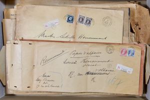Samenstelling 40 groot formaat brieven, brede baard, 1915, Houyoux, kleine Montenez, m