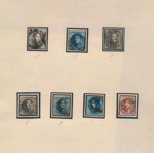 Petite collection de timbres classiques (2 épaulettes et plusieurs médaillons), quelques pièces de meilleure qualité, pour le spécialiste, tb/b/àv.