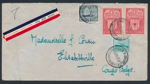 1947, luchtpostbrief gefrankeerd met OBP n° 725, 727 