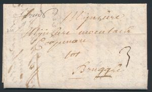 1723 Voorloper met inhoud vanuit Furnes (Veurne), met prachtige manuscript 